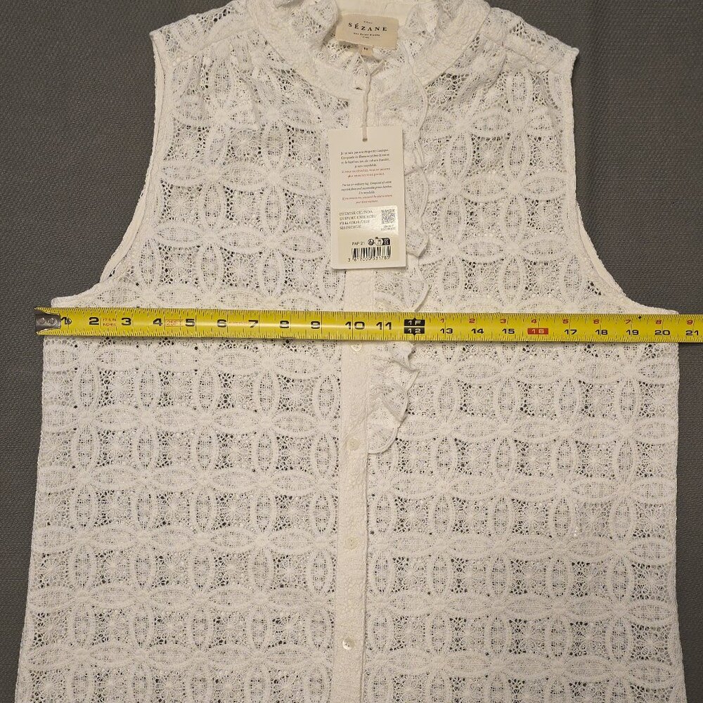 Sezane Celinda Shirt Plain Ecru Guipure - Picture 11 of 11